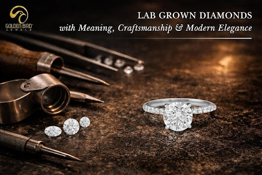 Round lab grown diamond engagement ring with loose diamonds by Golden Bird Jewels